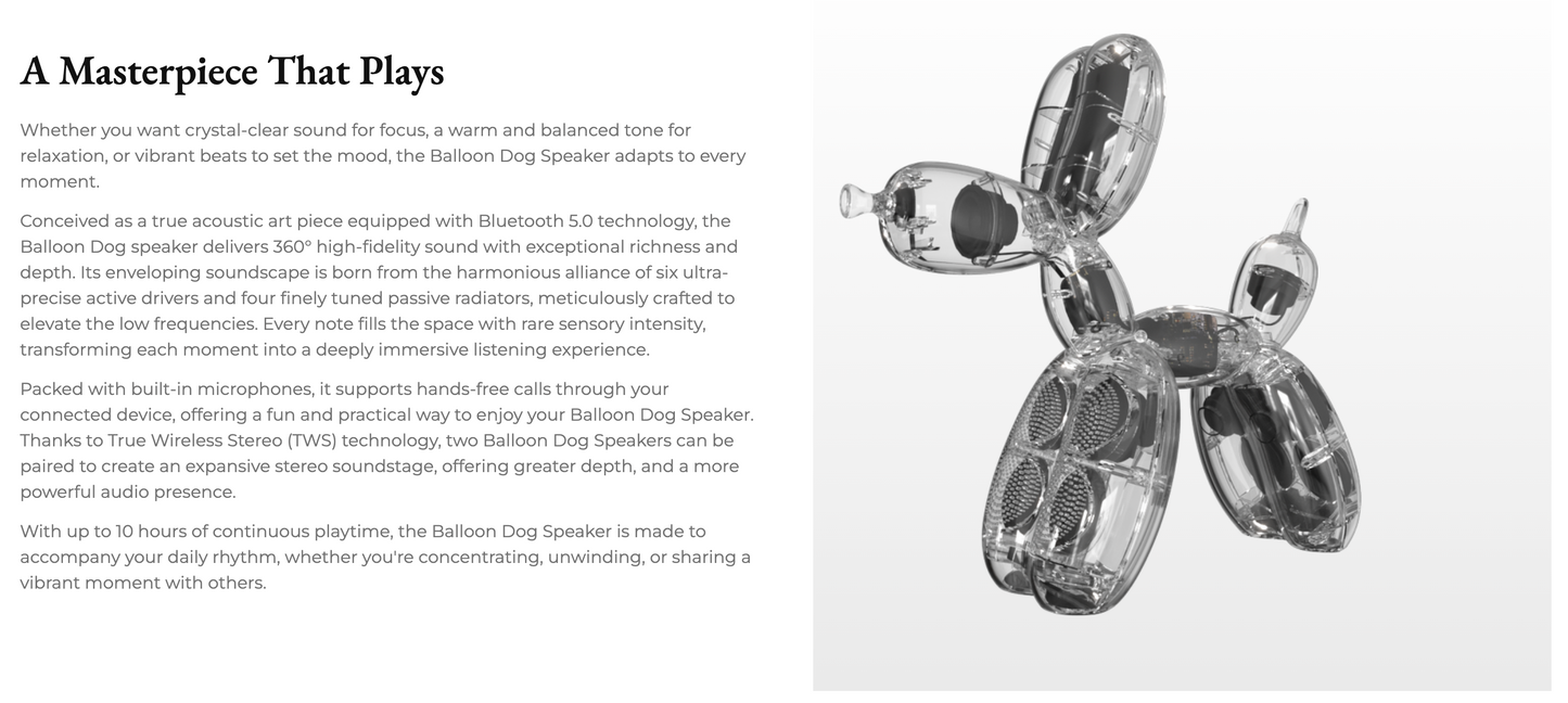 Balloon Dog Speaker by Jeff Koons x Lexon