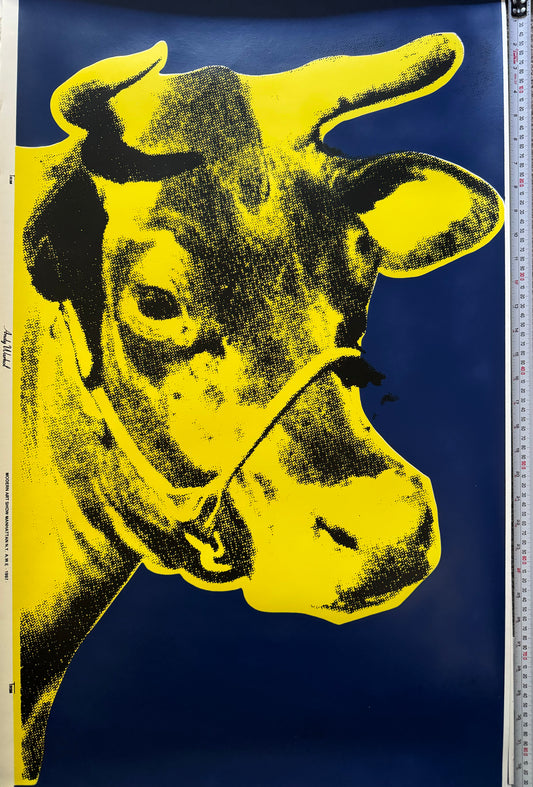 Manhattan Cow (Blue) - FRAMED