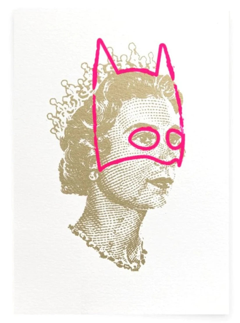 Rich Enough to be Batman - Lizzie gold with hand drawn mask